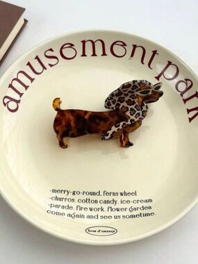 Stylish Tortoiseshell Dachshund Pet Hair Clip - Brown Leopard Accent